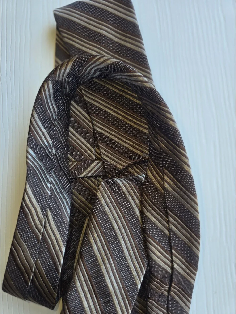 Forsyth F.O.G. Brown Striped Silk Necktie Classic Men's Tie